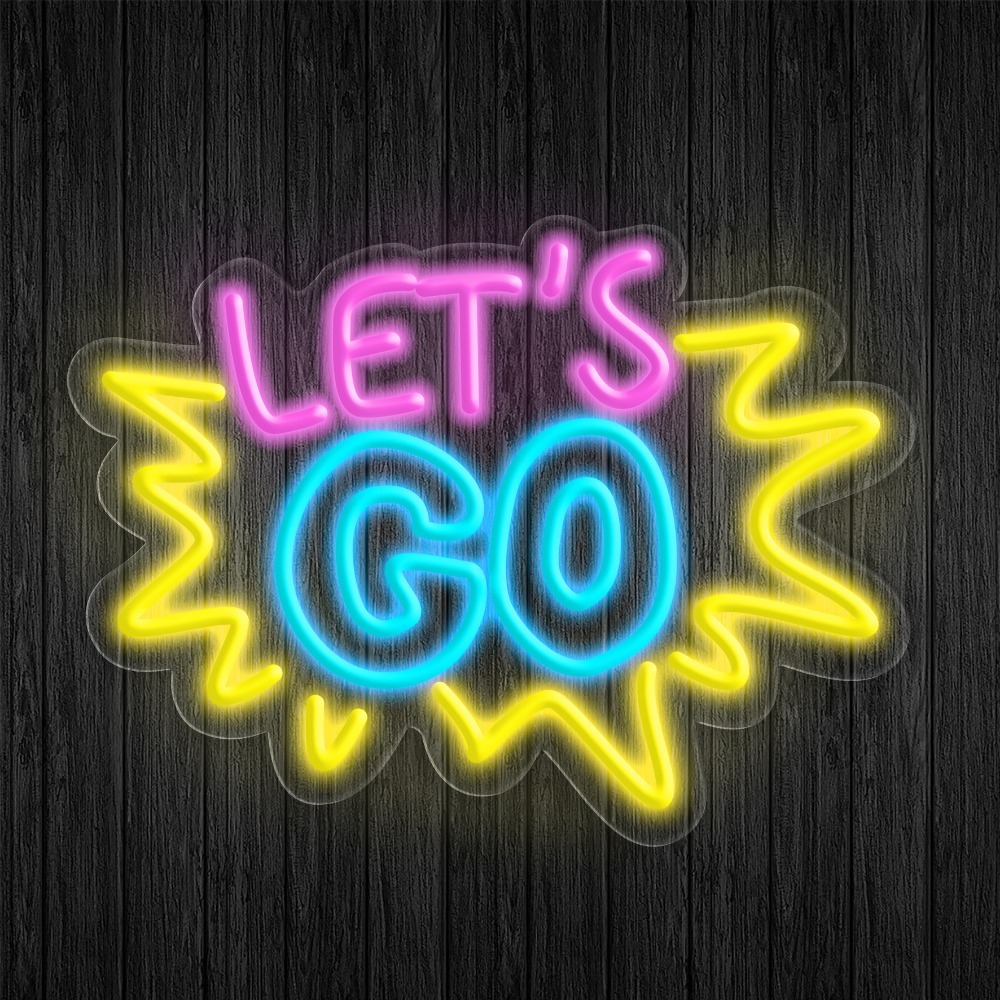 Desk Setup Quotes - LET'S GO 멀티컬러 LED 네온사인, 게임