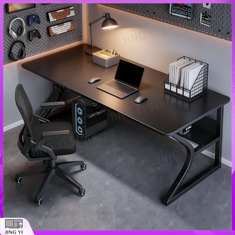 Desk Setup Black And Wood - 블랙 게이밍 데스크, e스포츠 PC 설정용,