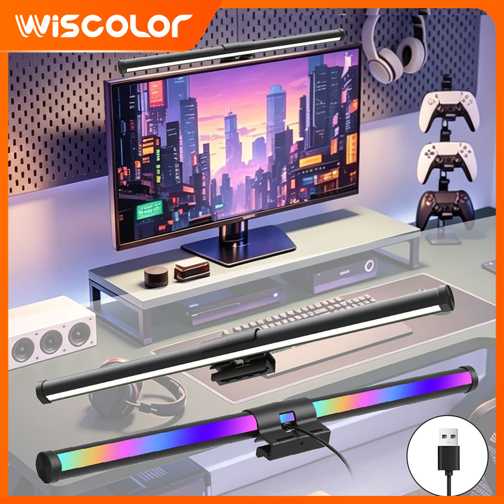 Desk Setup Art - RGB 모니터 라이트 바 설정, 밝기