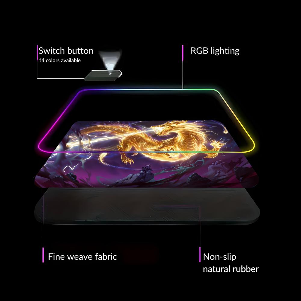 Desk Setup Gaming Pc - RGB LED 블루 드래곤 마우스 패드