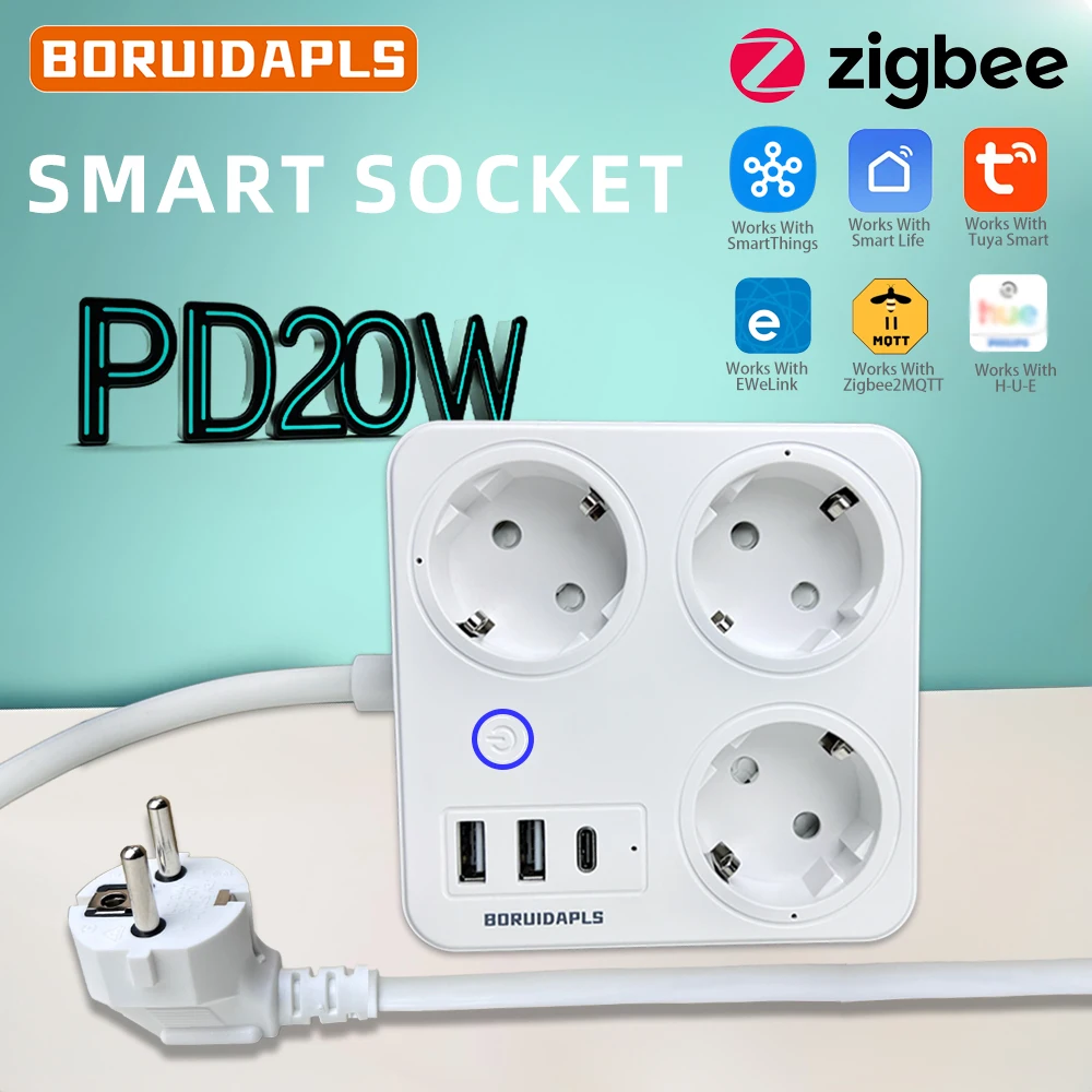 Power Strip Flat - BORUIDAPLS ZigBee EU 스마트 멀티탭 PD20W