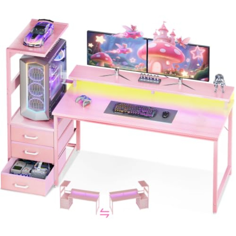 Desk Setup Black And Wood - PC 설정용 PC 쇼케이스 스탠드가 포함된
