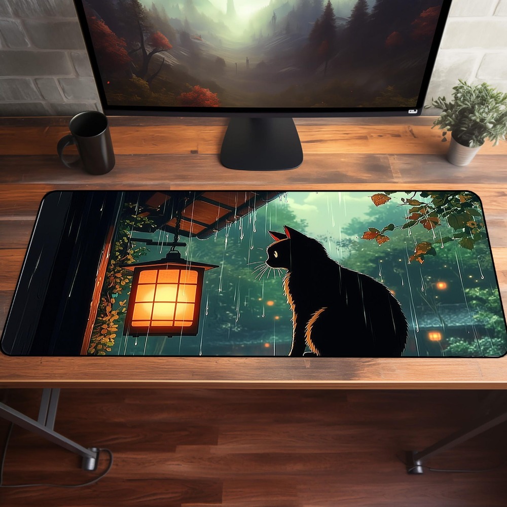 Desk Setup Aesthetic - 애니메이션 데스크 매트 귀여운 녹색 꽃무늬