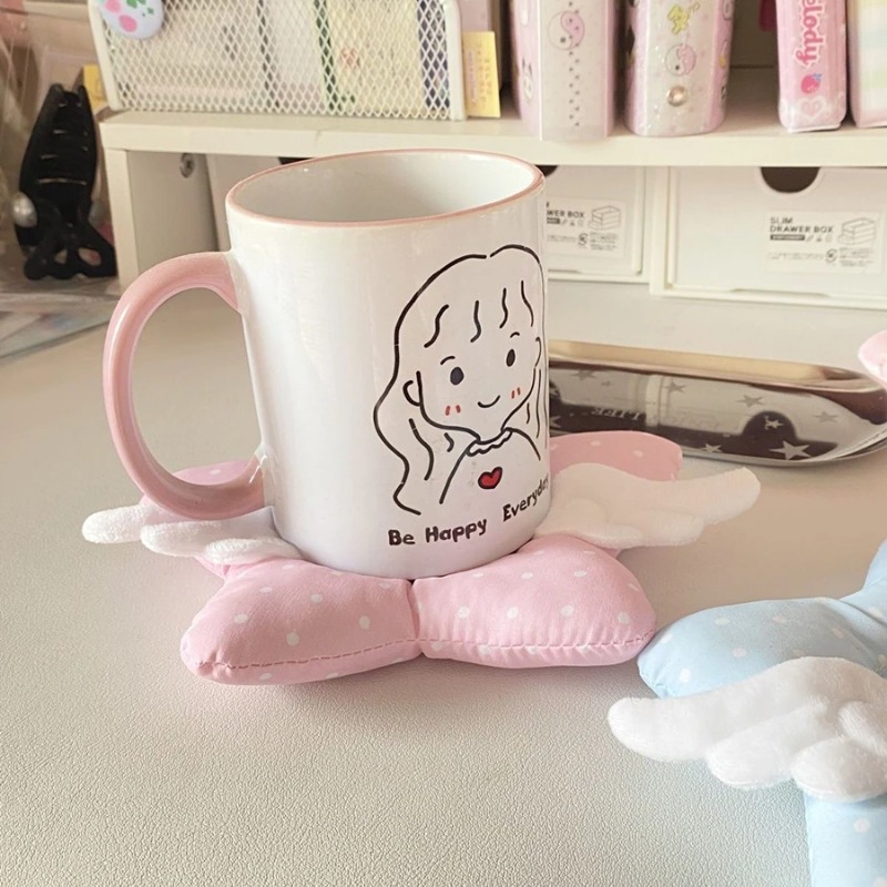 귀여운 물방울 무늬 단열 코스터 두꺼운 별 날개 컵 매 - Desk Setup Girl 리뷰 및 가격