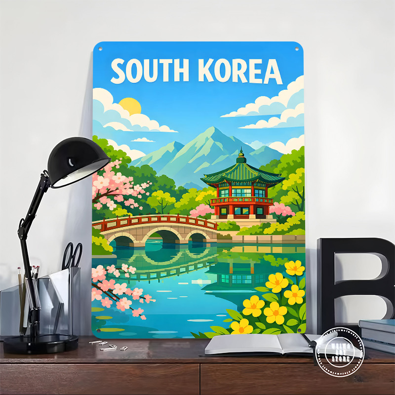 한국 여행 포스터 맞춤형 빈티지 금속 간판 벽 장식 레 - Desk Setup Art 리뷰 및 가격