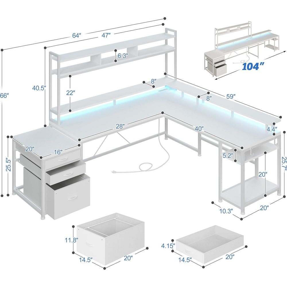 104인치 L자형 책상, 2인용 홈 오피스용, 4가지  - Desk Setup L Shaped 리뷰 및 가격