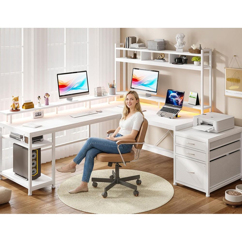 104인치 L자형 책상, 2인용 홈 오피스용, 4가지  - Desk Setup L Shaped 리뷰 및 가격