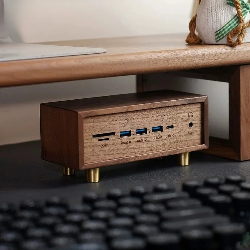 창의적인 데스크 세트업 솔리드 우드 블랙 월넛 컴퓨터  - Desk Setup Black And Wood 리뷰 및 가격