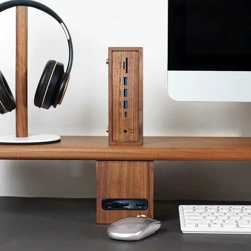 창의적인 데스크 세트업 솔리드 우드 블랙 월넛 컴퓨터  - Desk Setup Black And Wood 리뷰 및 가격