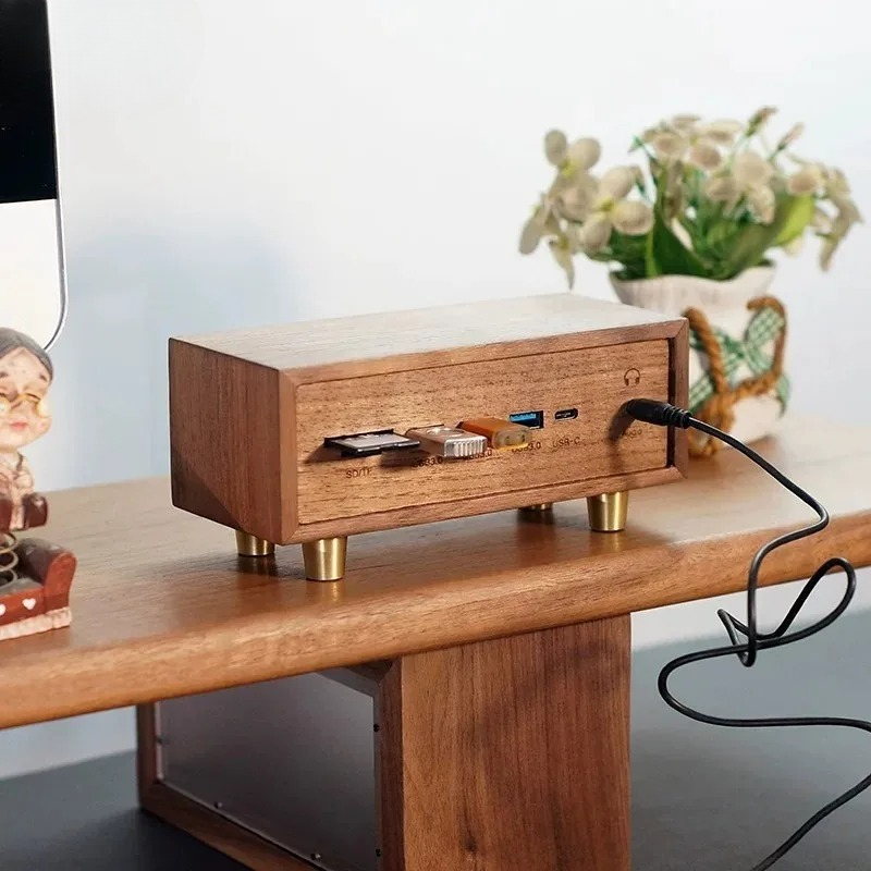 창의적인 데스크 세트업 솔리드 우드 블랙 월넛 컴퓨터  - Desk Setup Black And Wood 리뷰 및 가격