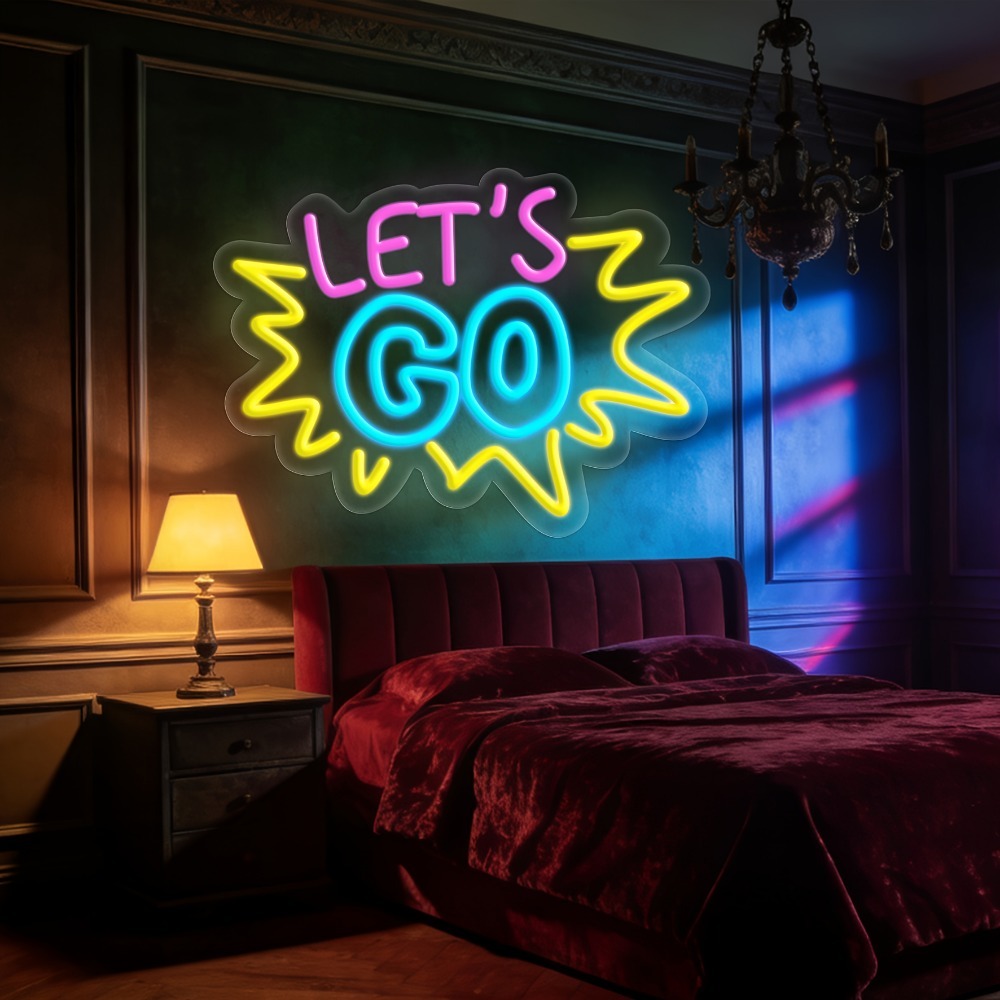 LET'S GO 멀티컬러 LED 네온사인, 게임 설정, - Desk Setup Quotes 리뷰 및 가격