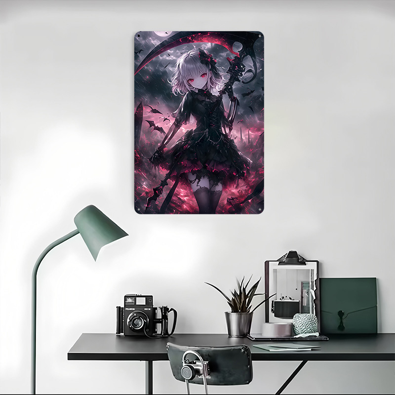 데몬 그림 리퍼 걸 포스터 맞춤형 벽 장식 빈티지 금속 - Desk Setup Art 리뷰 및 가격