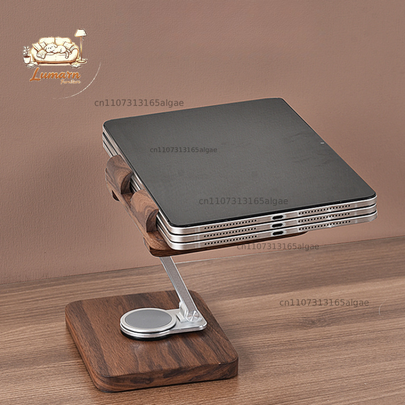 블랙 월넛 아이패드 스탠드 360도 회전 가능 °    - Desk Setup Black And Wood 리뷰 및 가격