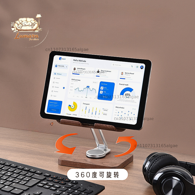 블랙 월넛 아이패드 스탠드 360도 회전 가능 °    - Desk Setup Black And Wood 리뷰 및 가격