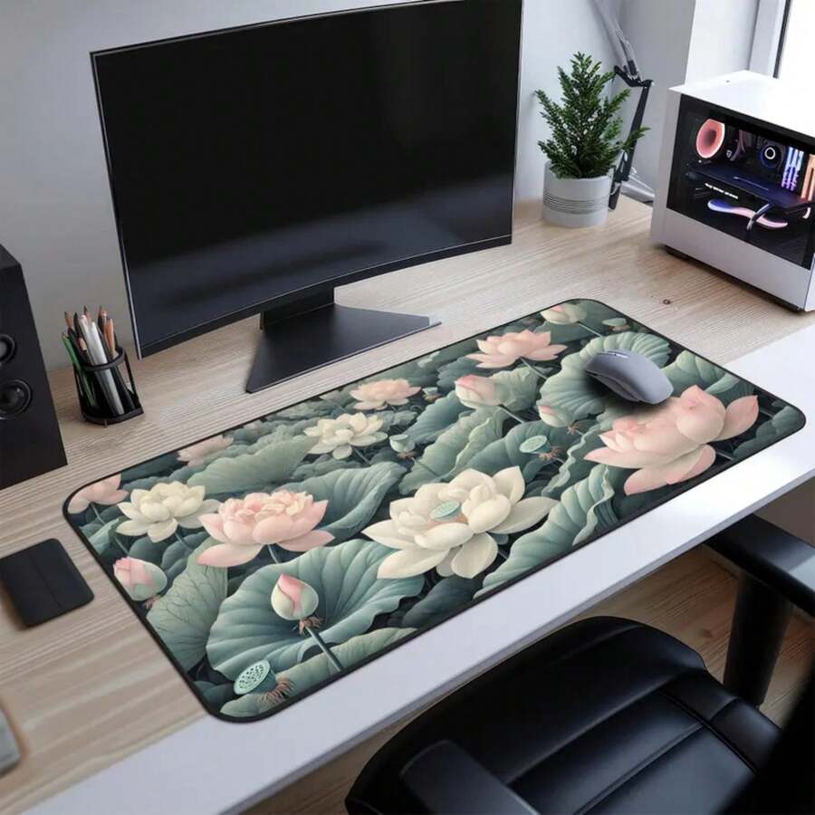 대형 연꽃 데스크 매트 미끄럼 방지 마우스 패드 자연에 - Desk Setup Inspiration 리뷰 및 가격
