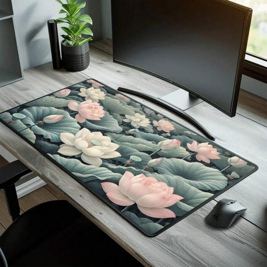 대형 연꽃 데스크 매트 미끄럼 방지 마우스 패드 자연에 - Desk Setup Inspiration 리뷰 및 가격