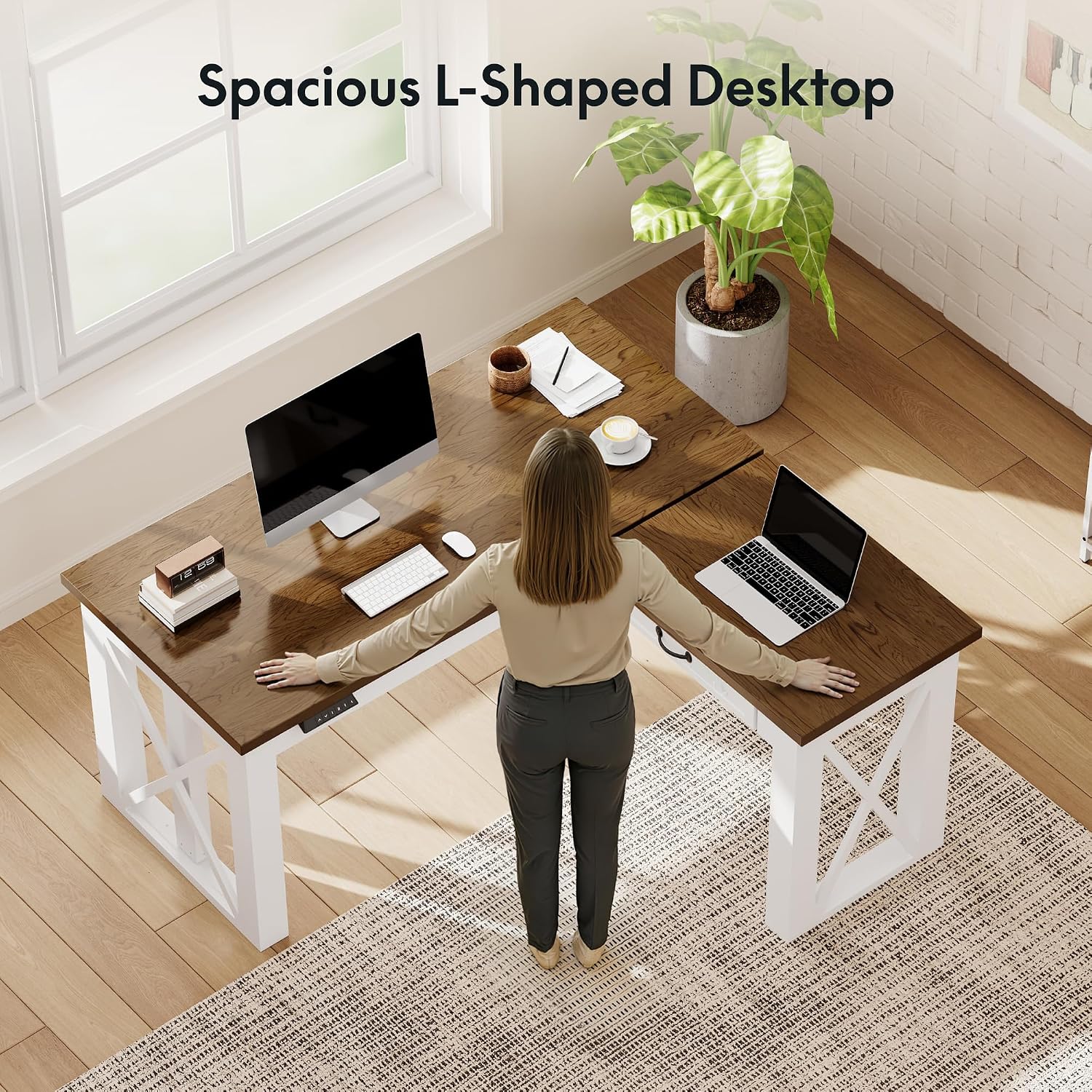 L자형 서서 쓰는 책상(서랍 포함), 55x48인치 홈 - Desk Setup L Shaped 리뷰 및 가격