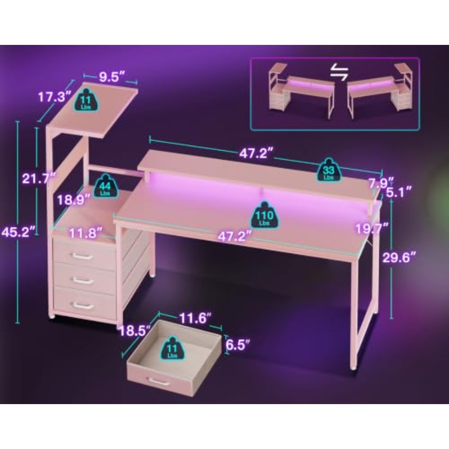 PC 설정용 PC 쇼케이스 스탠드가 포함된 게이밍 데스 - Desk Setup Black And Wood 리뷰 및 가격