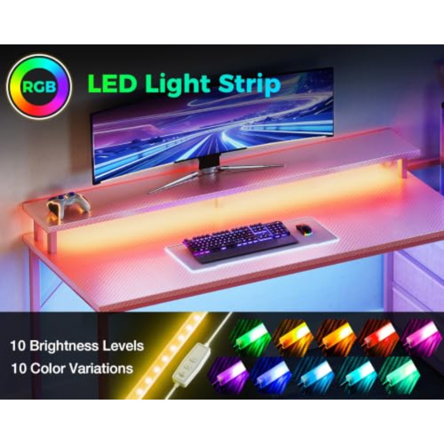 PC 설정용 PC 쇼케이스 스탠드가 포함된 게이밍 데스 - Desk Setup Black And Wood 리뷰 및 가격