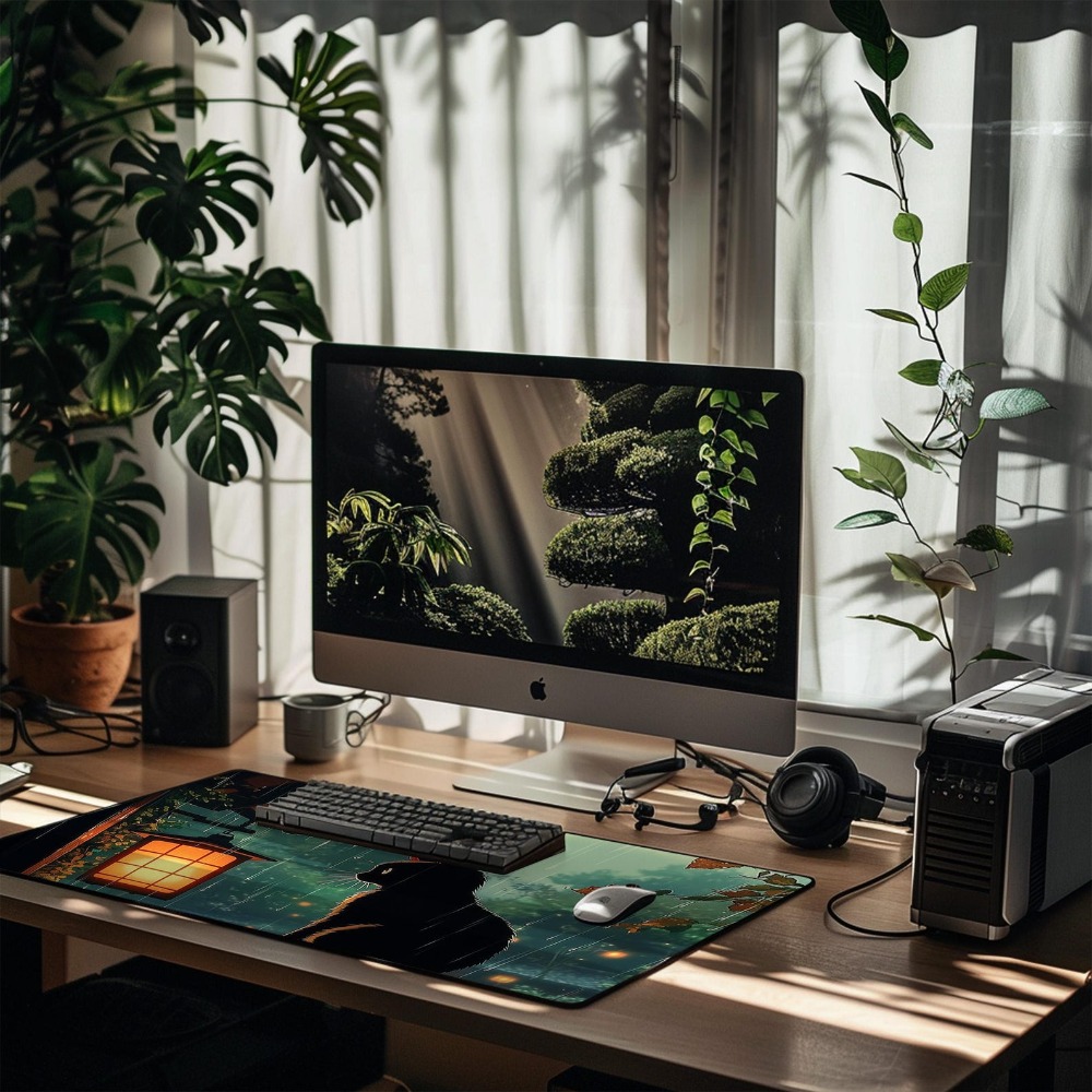 애니메이션 데스크 매트 귀여운 녹색 꽃무늬 기블리 로피 - Desk Setup Aesthetic 리뷰 및 가격