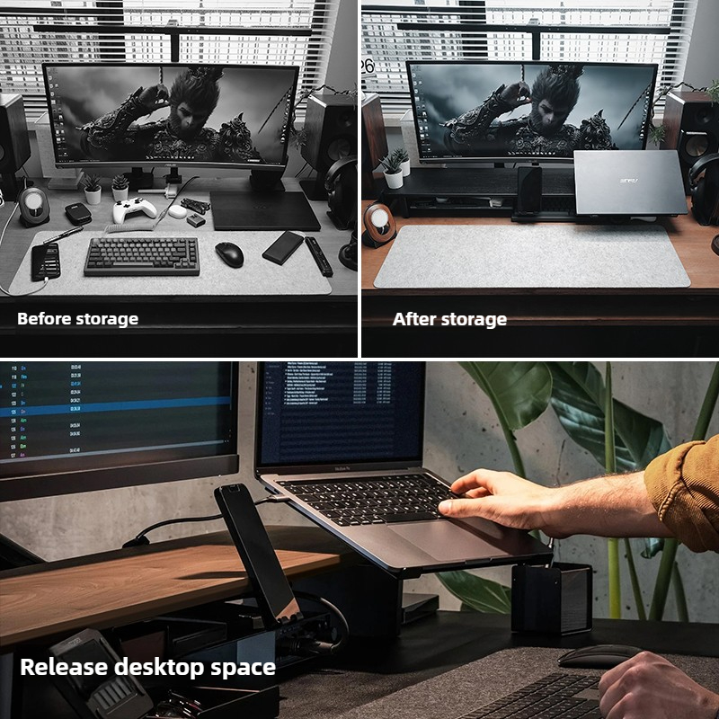 모듈식 모니터 라이저 스탠드 인체공학적 데스크 정리대  - Desk Setup Black And Wood 리뷰 및 가격