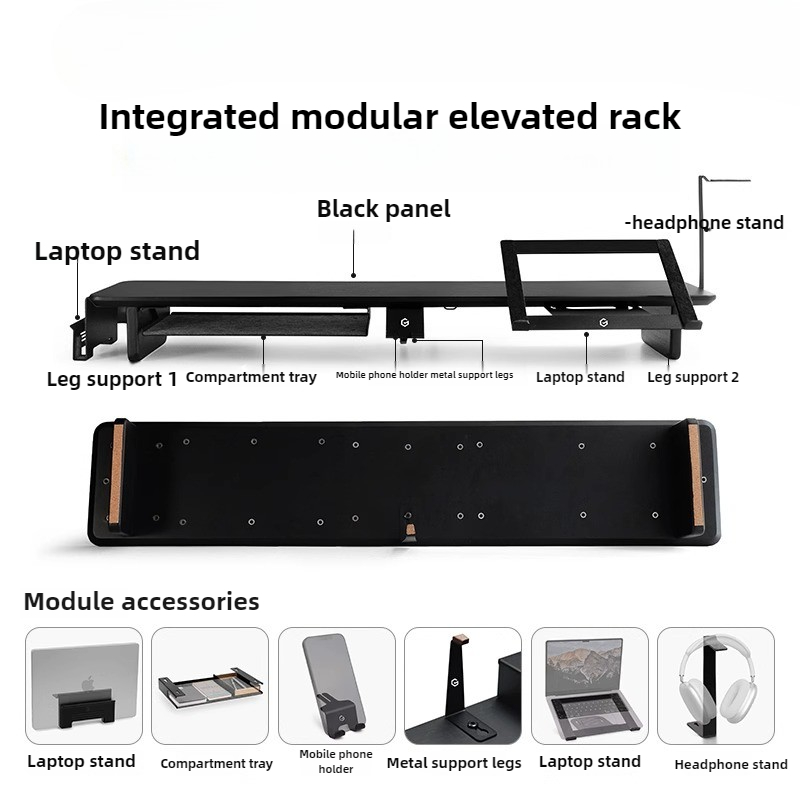모듈식 모니터 라이저 스탠드 인체공학적 데스크 정리대  - Desk Setup Black And Wood 리뷰 및 가격