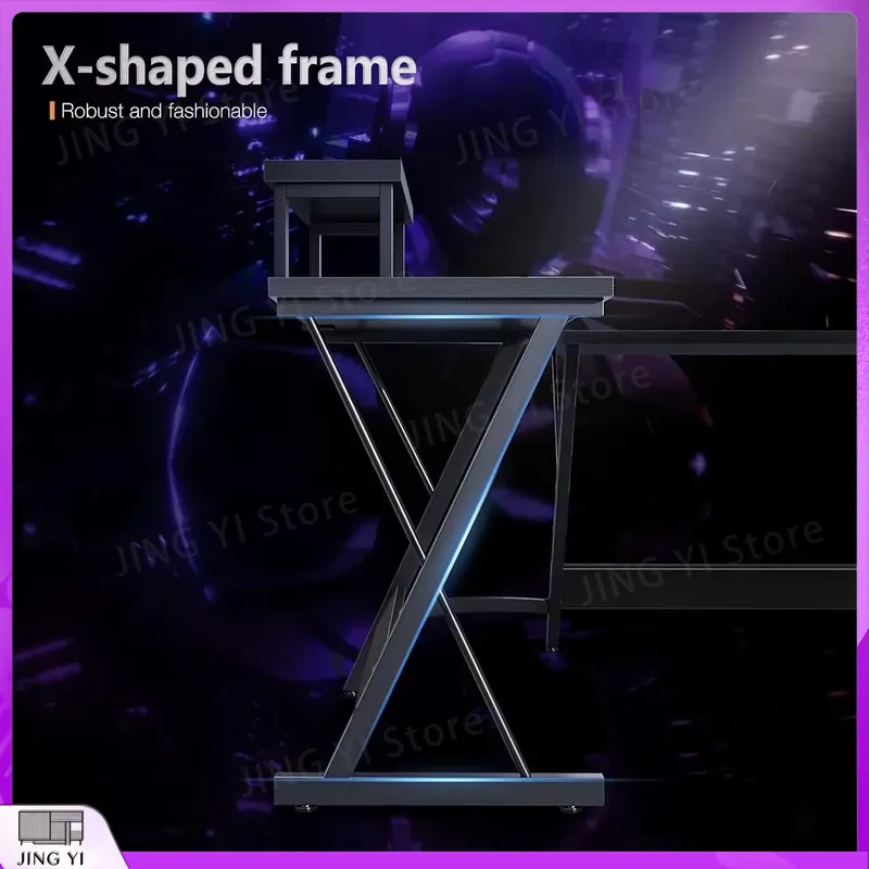 모니터 스탠드가 있는 L자형 게이밍 책상 127x127 - Desk Setup Black And Wood 리뷰 및 가격