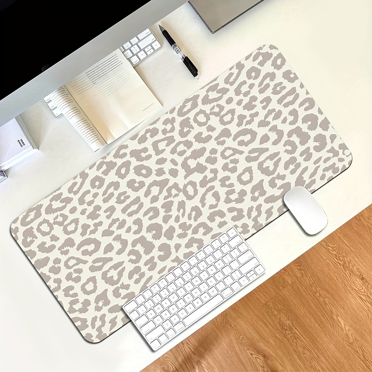 베이지 레오파드 프린트 확장형 마우스 패드, 미끄럼 방 - Desk Setup Beige 리뷰 및 가격