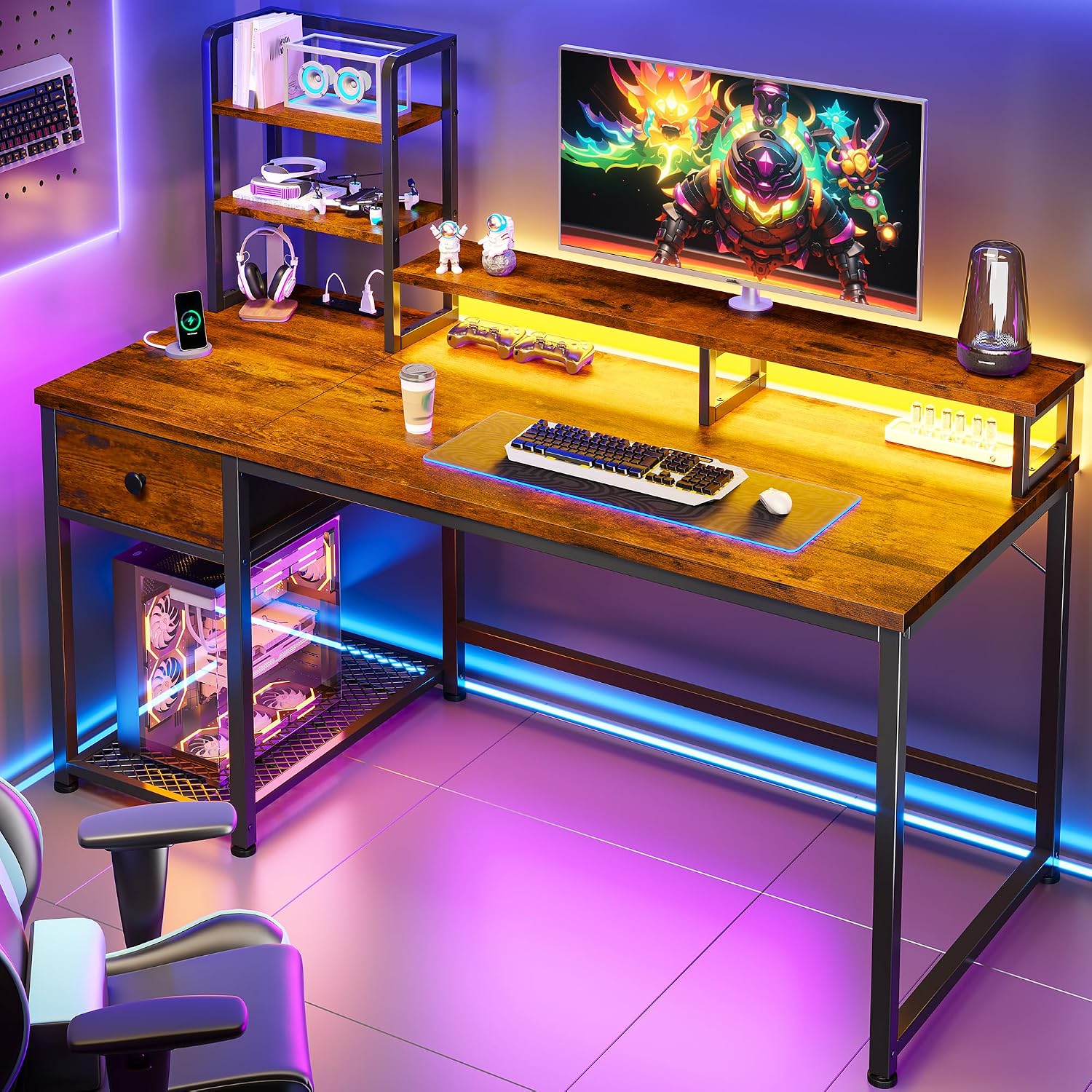 십대 침실 게임용으로 적합한 44인치 브라운 색상의 맞 - Desk Setup Brown 리뷰 및 가격