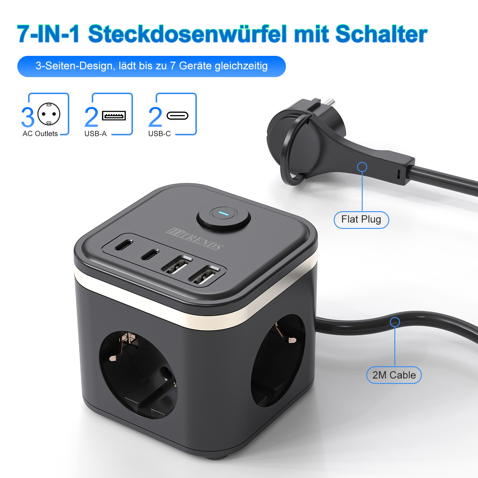 3680W EU 플랫 플러그 전원 스트립 큐브(AC 콘 - Power Strip Flat 리뷰 및 가격