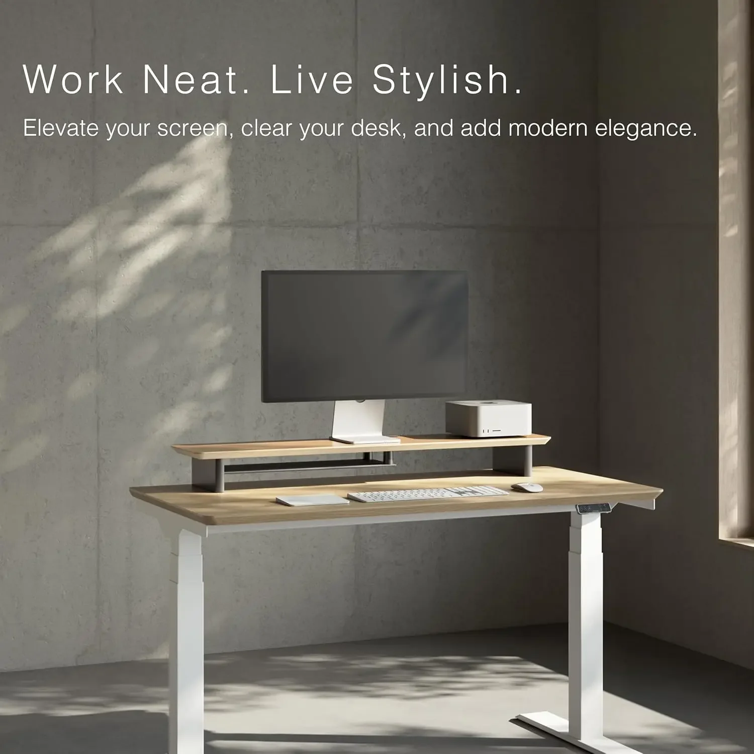 화이트 오크 2단 인체공학적 책상 세트 – 현대적인 목 - Desk Setup Aesthetic 리뷰 및 가격