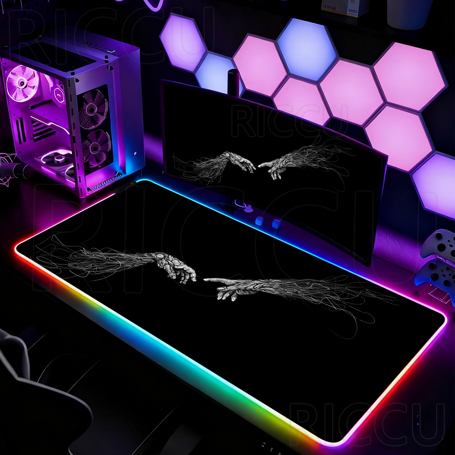 RGB XXL HD 대형 블랙 화이트 고딕 핸드 마우스 - Desk Setup Gaming Pc 리뷰 및 가격